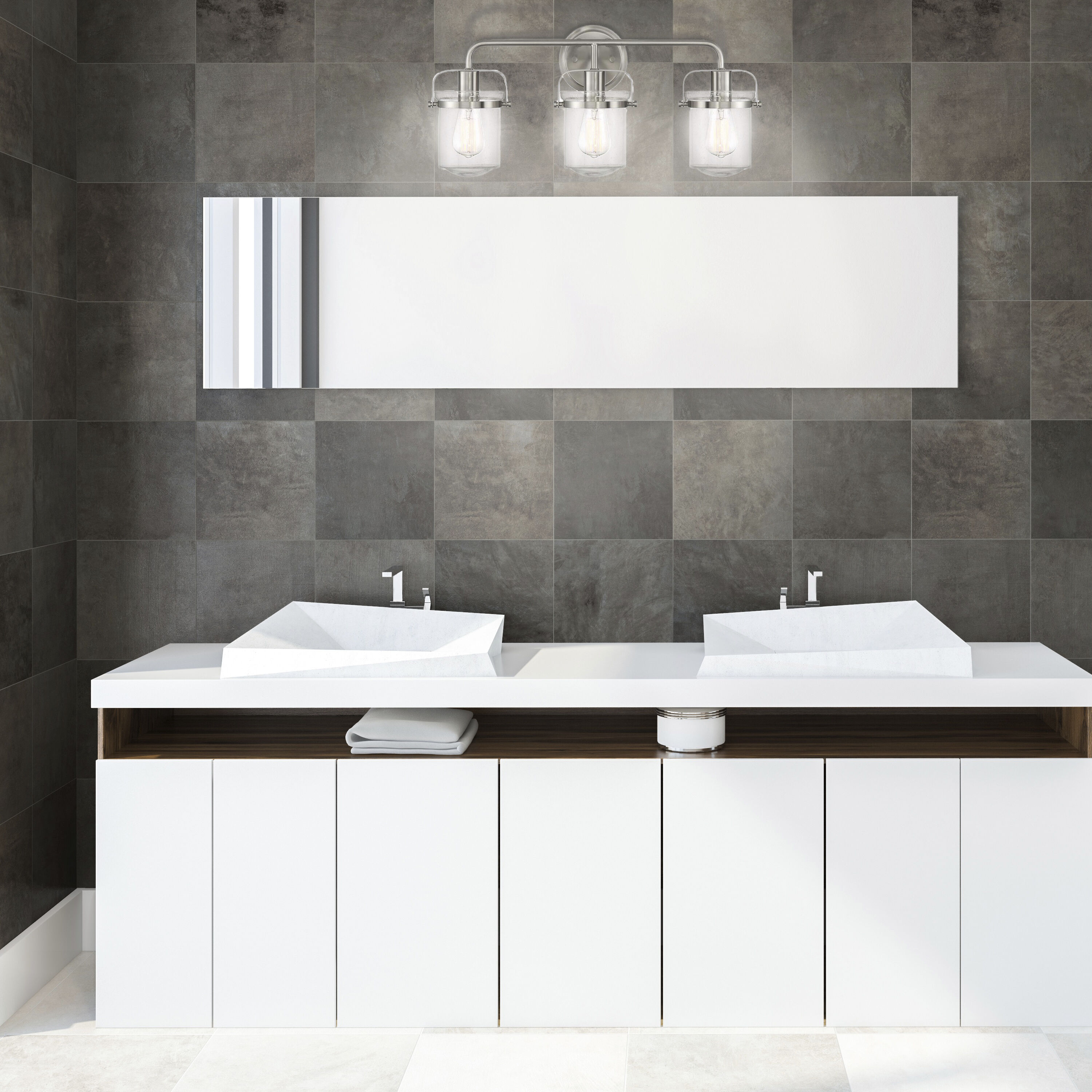 Jaxon 3 Light 24 inch Brushed Nickel Bath Bar Wall Light